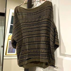 DKNY jeans, black and green netted crochet designer top